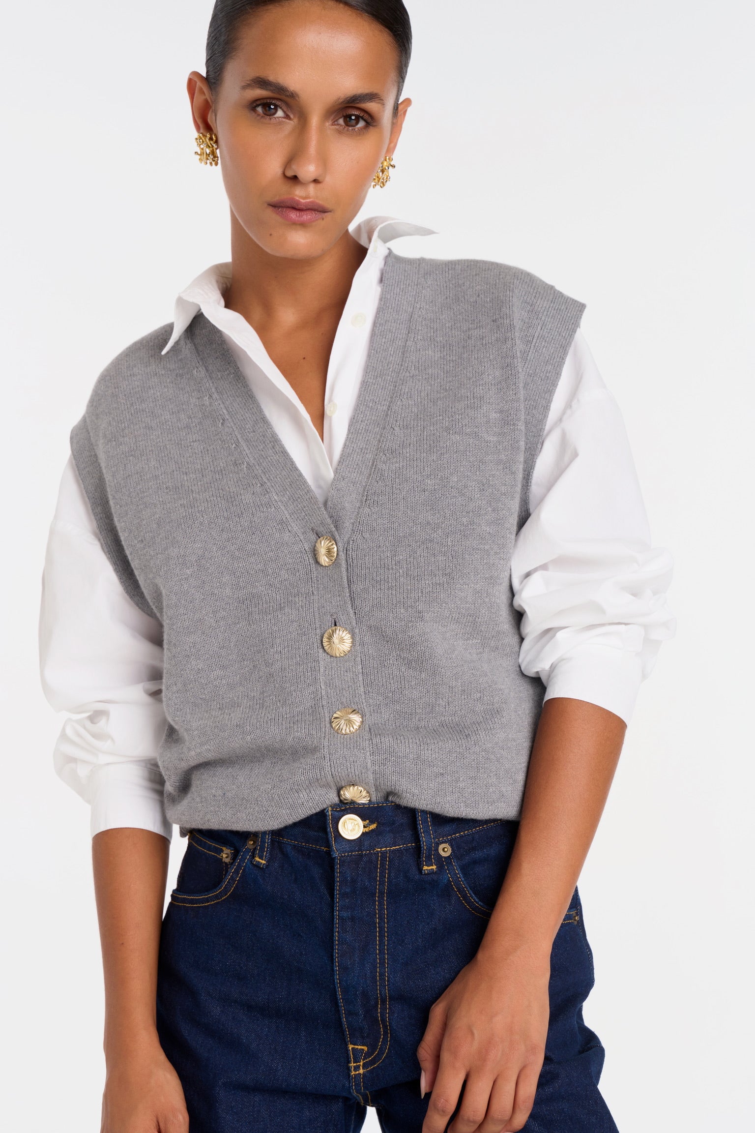 GILET ELIO - Maille douce en coton et cachemire