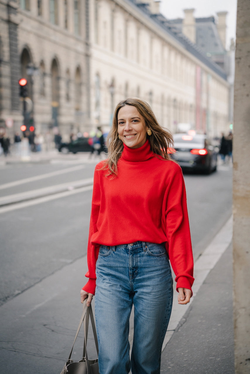 PULL WARREN rouge en cachemire