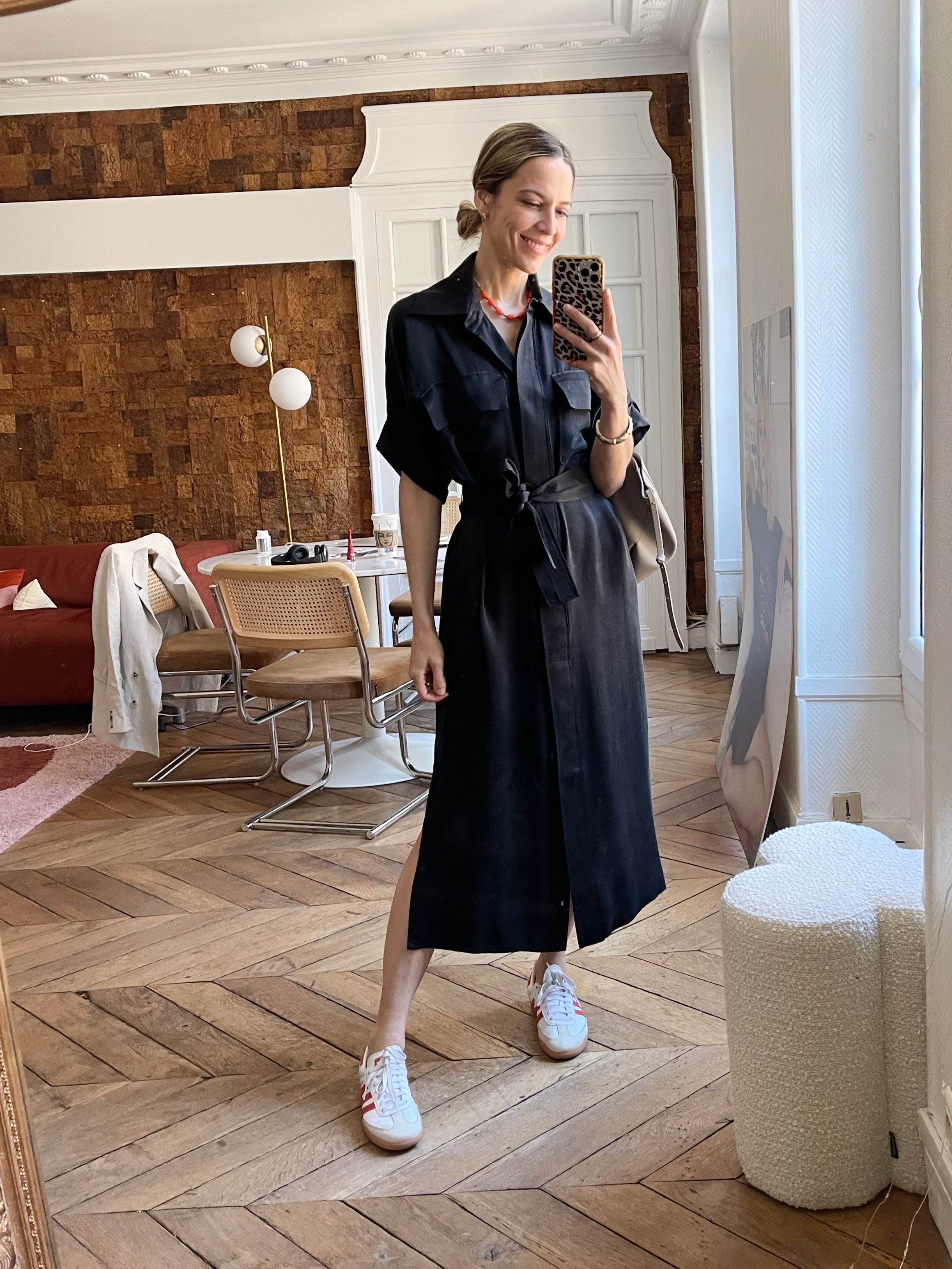 ROBE ALEXIANE NOIRE en cupro