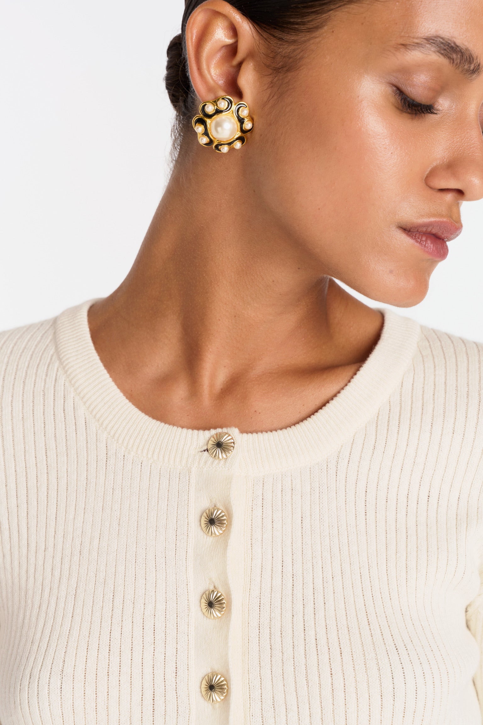 BOUCLES D'OREILLES VINTAGE - COROLLE