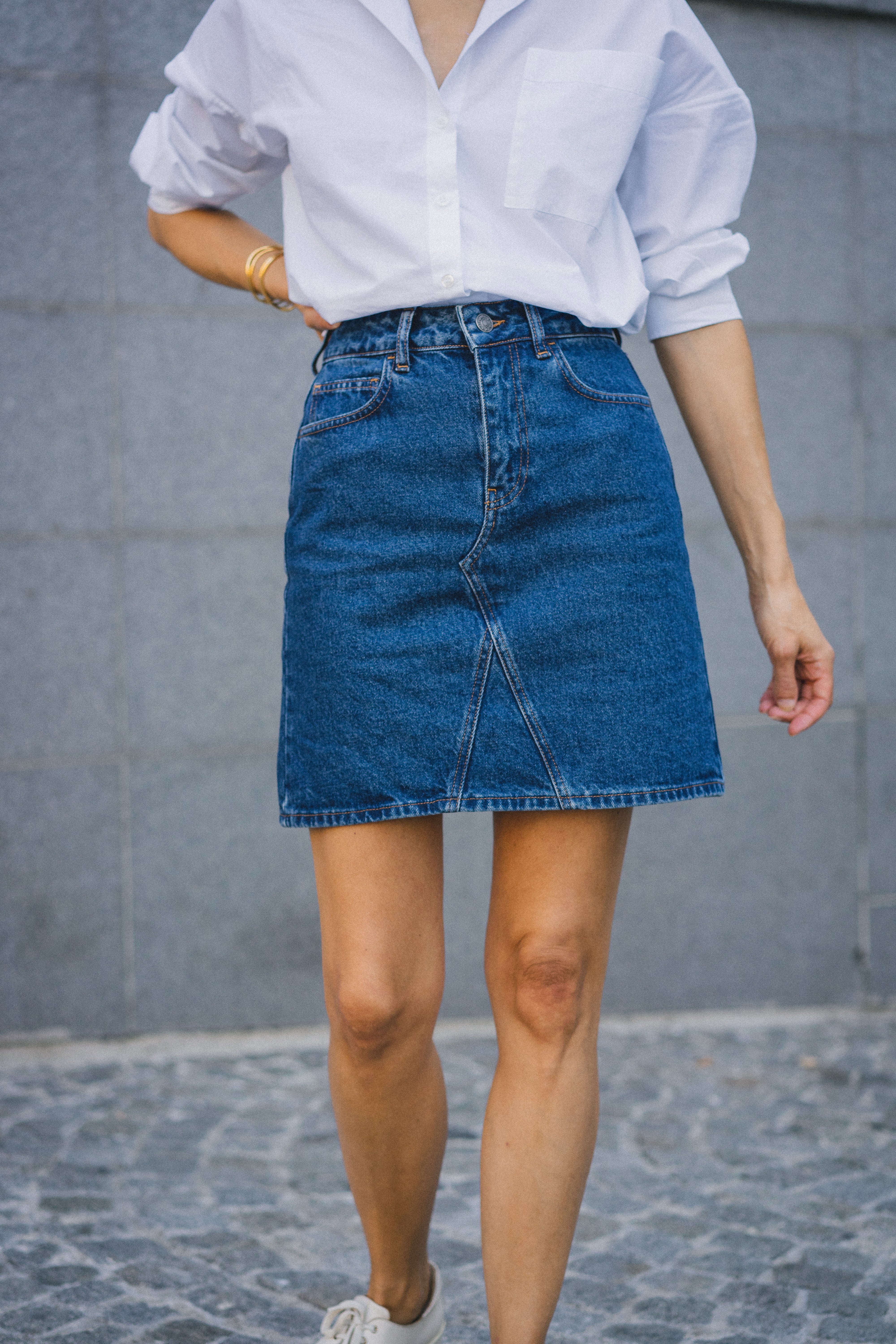 JUPE EN JEAN CHARLOTTE (existe en bleu ou écru)