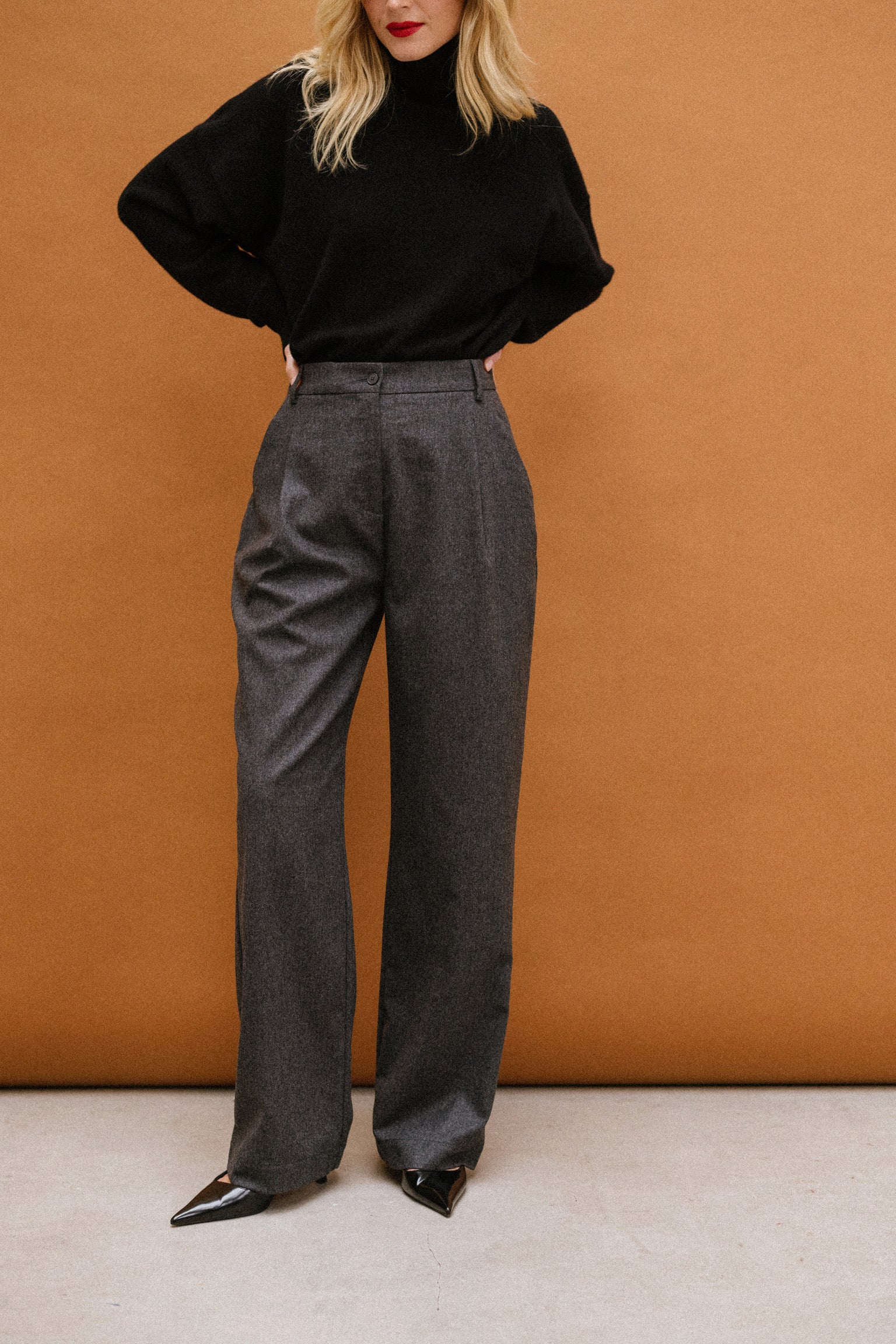 PANTALON VIC EN FLANELLE DE LAINE (existe en gris et marine)