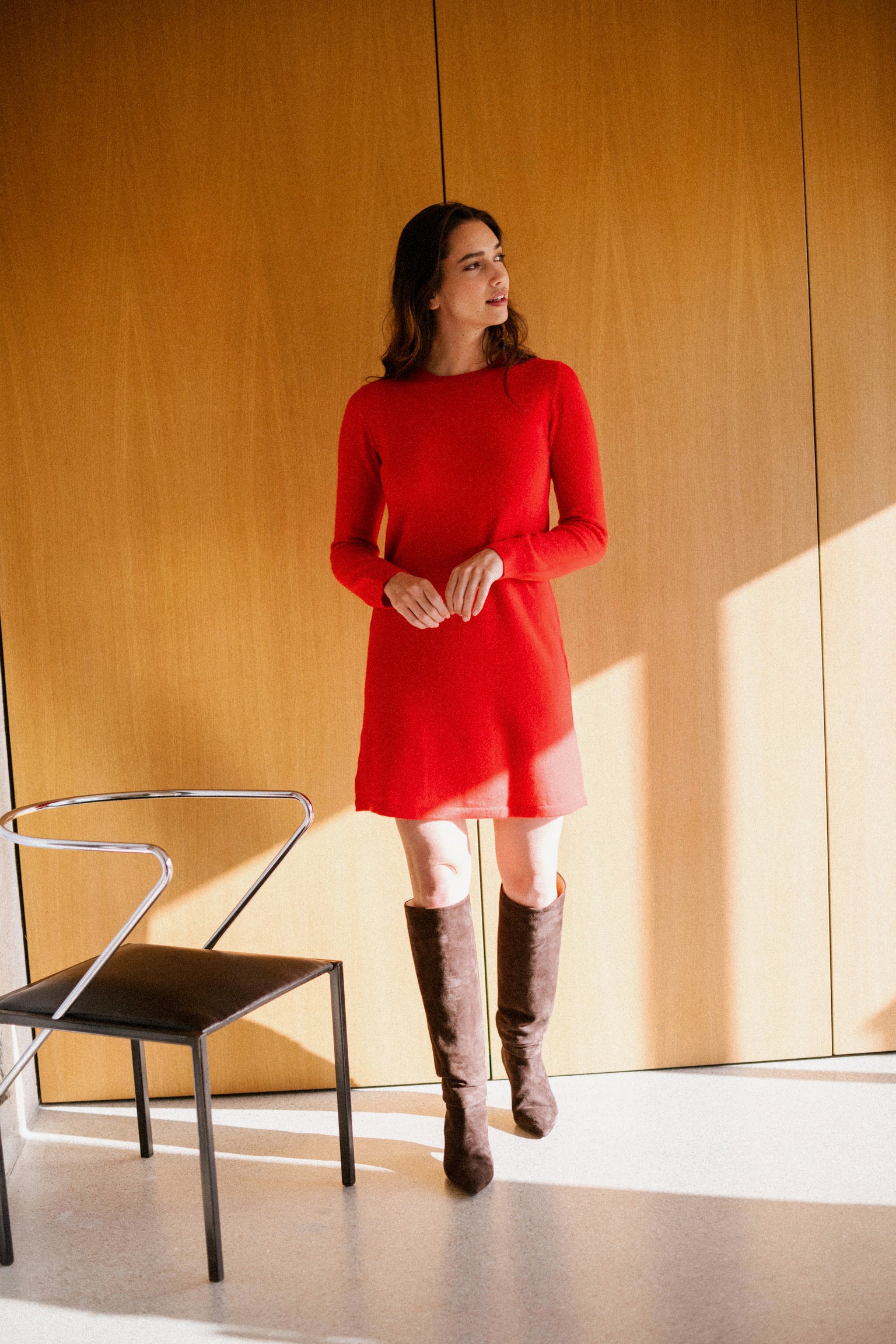 ROBE NINA en cachemire rouge