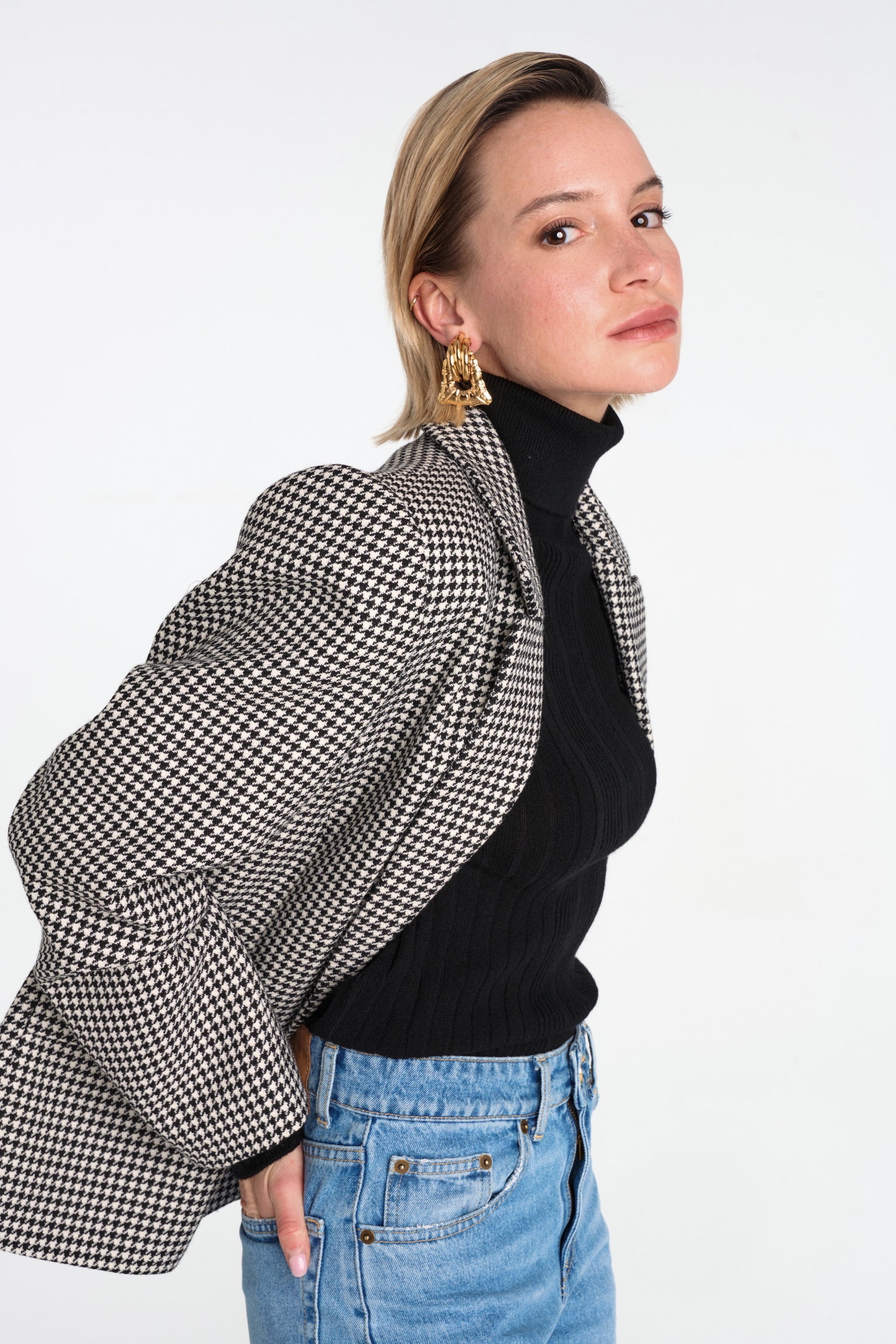 BLAZER PIETRO PIED DE POULE en laine fine